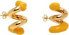 SUNNEI Gold & Yellow Fusillo Rubberized Earrings