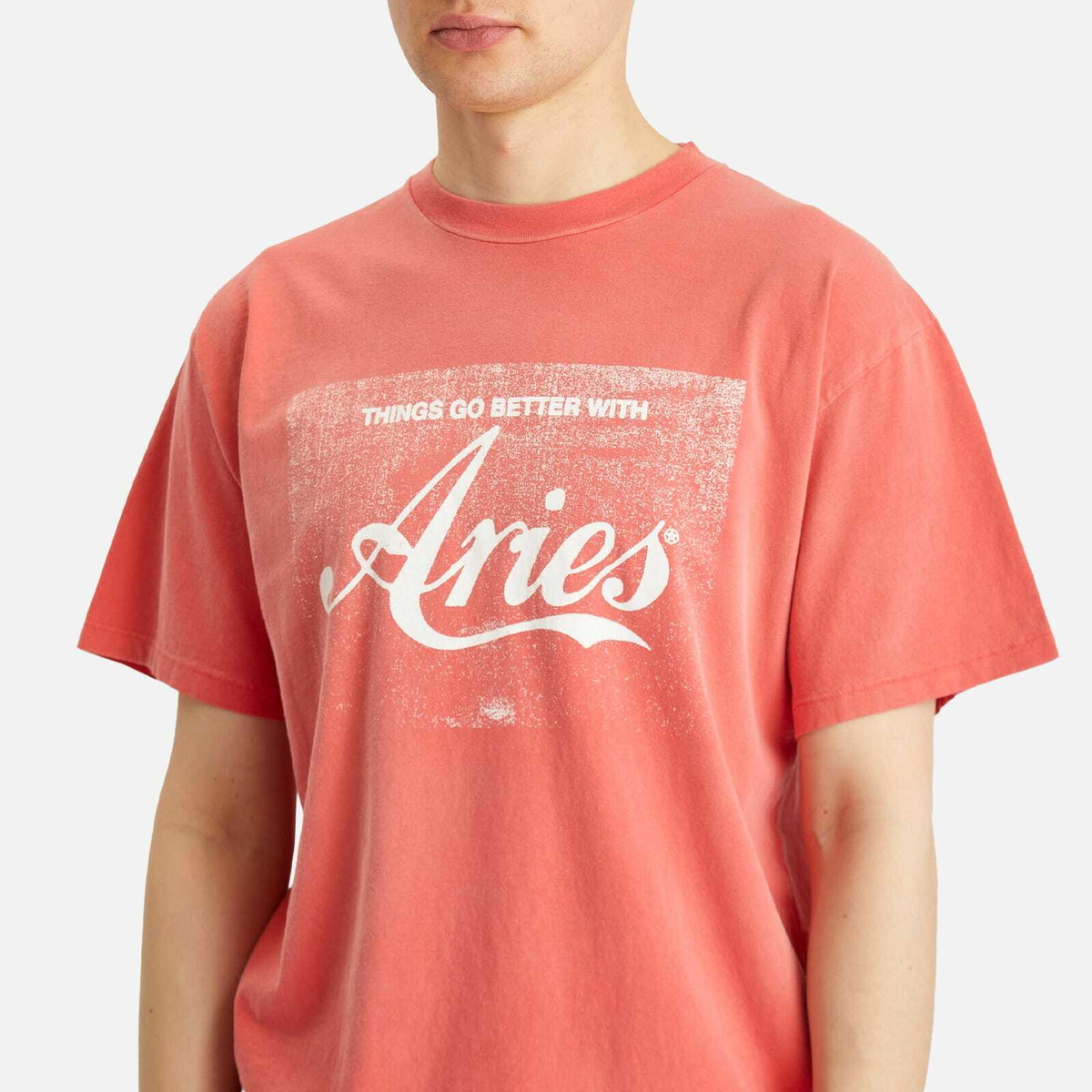 Aries Men's Sunbleached Cola T-Shirt in Red