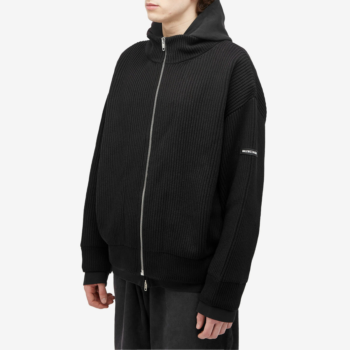 Balenciaga Men's Zip Up Cardigan in Black Balenciaga