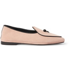 Rubinacci - Marfy Embellished Leather-Trimmed Suede Loafers - Neutrals