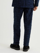 Blue Blue Japan - Pleated Textured Cotton and Wool-Blend Jacquard Trousers - Blue
