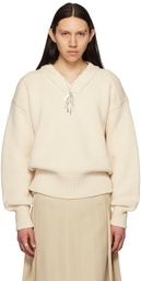 Jil Sander Beige V-Neck Sweater