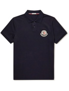 Moncler - Slim-Fit Logo-Appliquéd Cotton-Piqué Polo Shirt - Blue
