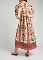 Farm Rio Ainika Printed Poplin Midi Dress Cream