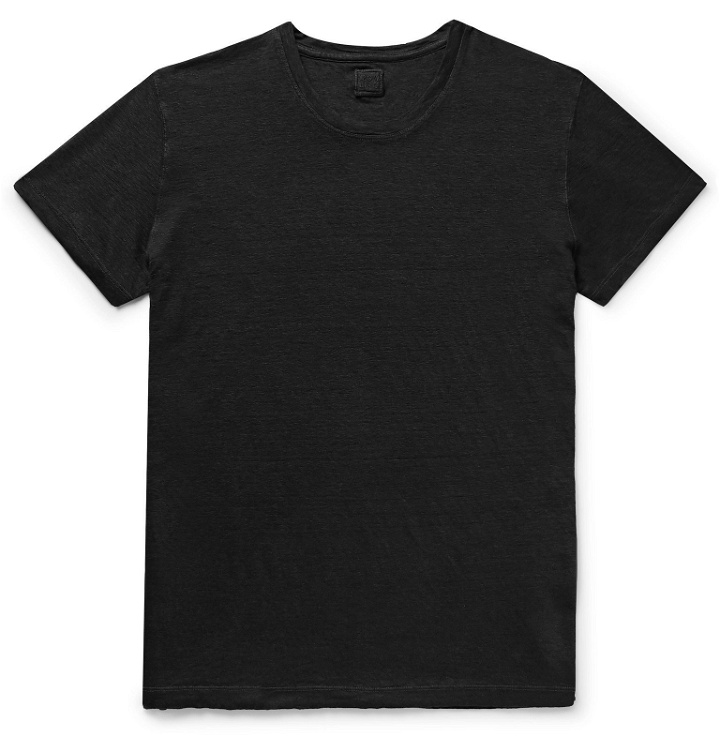 Photo: 120% - Garment-Dyed Mélange Linen T-Shirt - Black