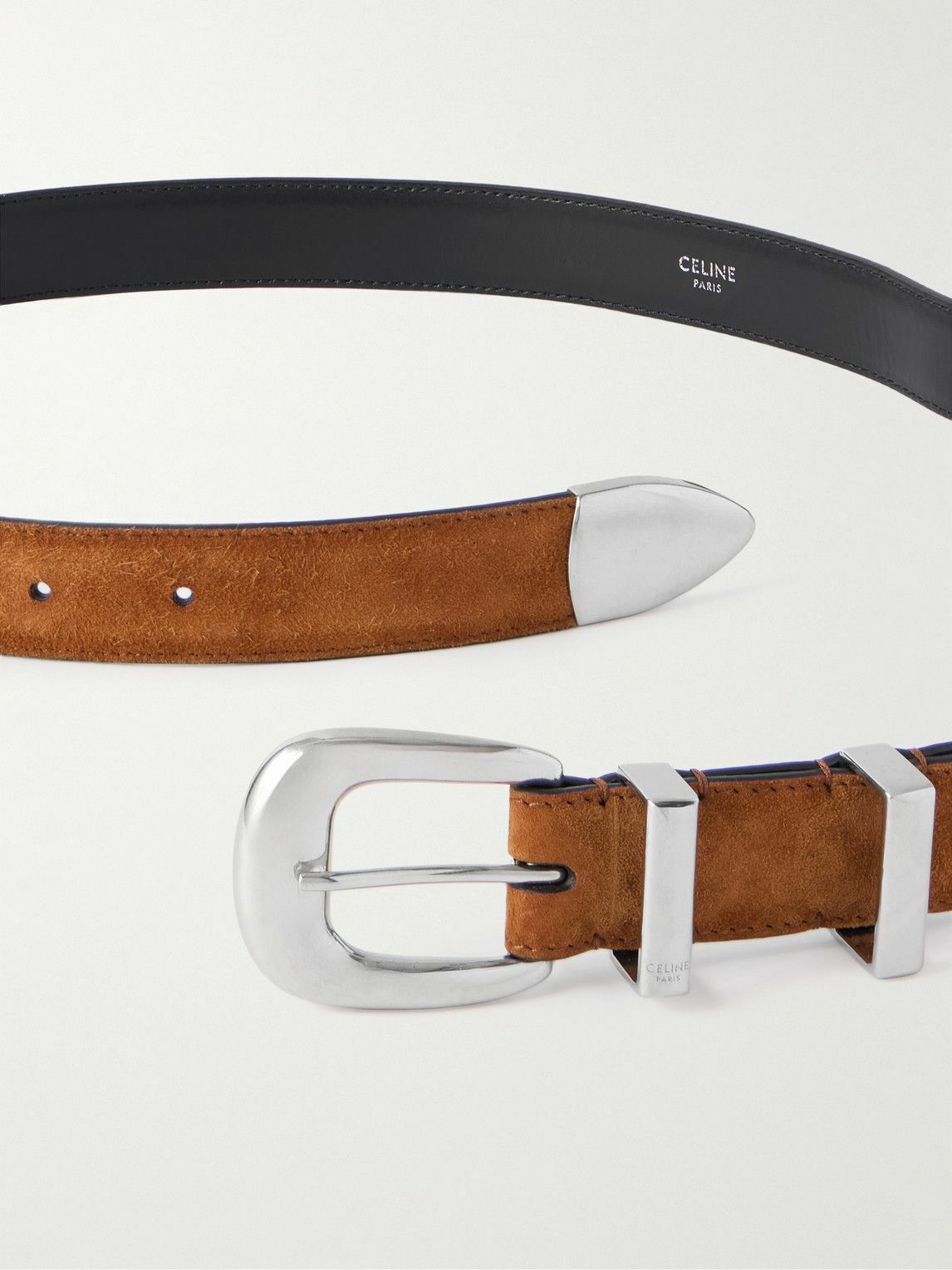 CELINE - 2.5cm Suede Belt - Brown