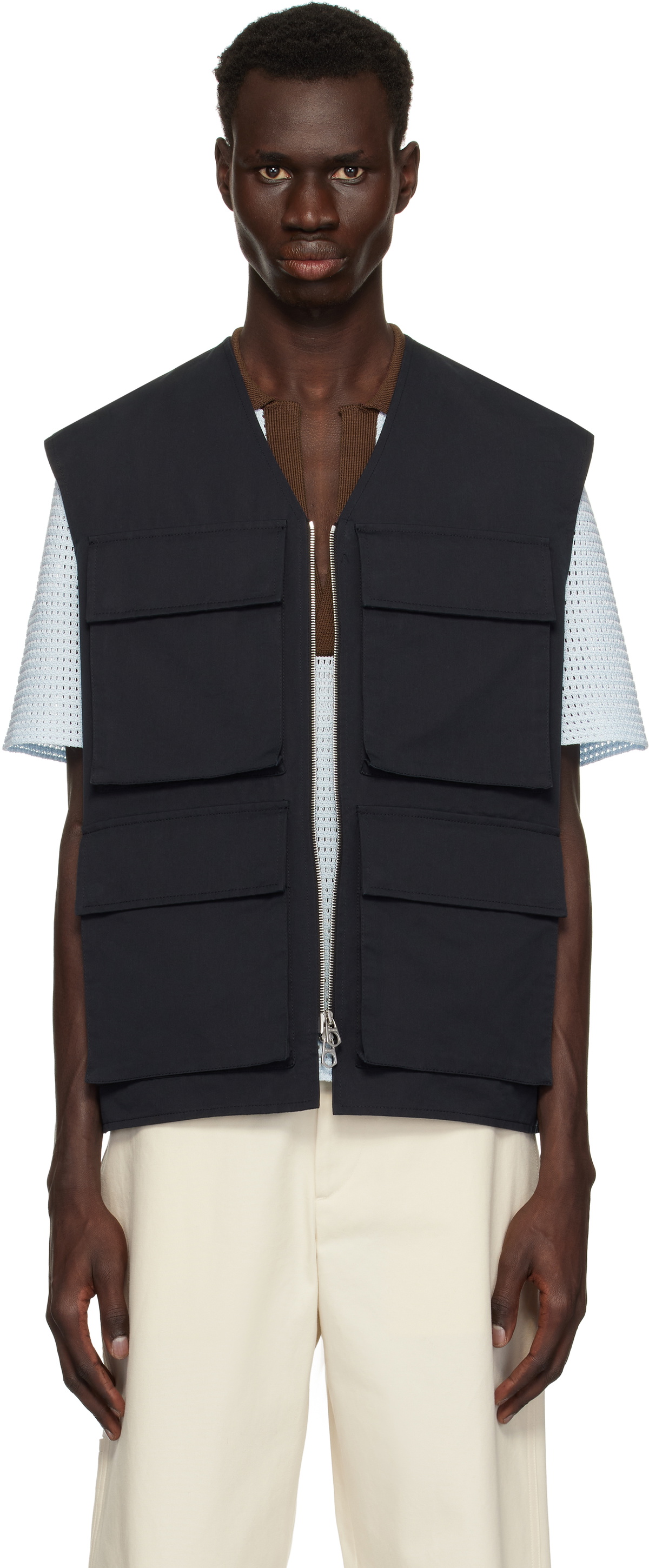Jil Sander Black Bellows Pocket Vest