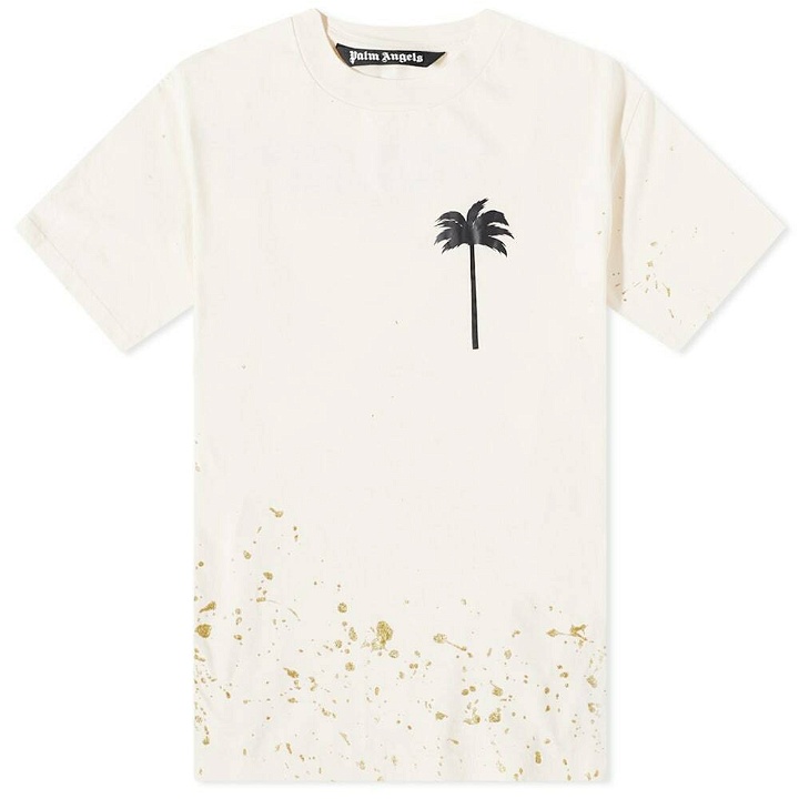 Photo: Palm Angels Men's Painted Palm T-Shirt in Butter/Black