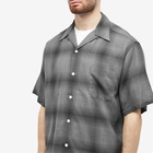 Wacko Maria Men's Short Sleeve Type 2 Ombre Check Open Collar Shir in Gray/Black