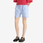 Charles Jeffrey Loverboy Women's Scalloped Boxer Shorts in Blue Stripe Shirting
