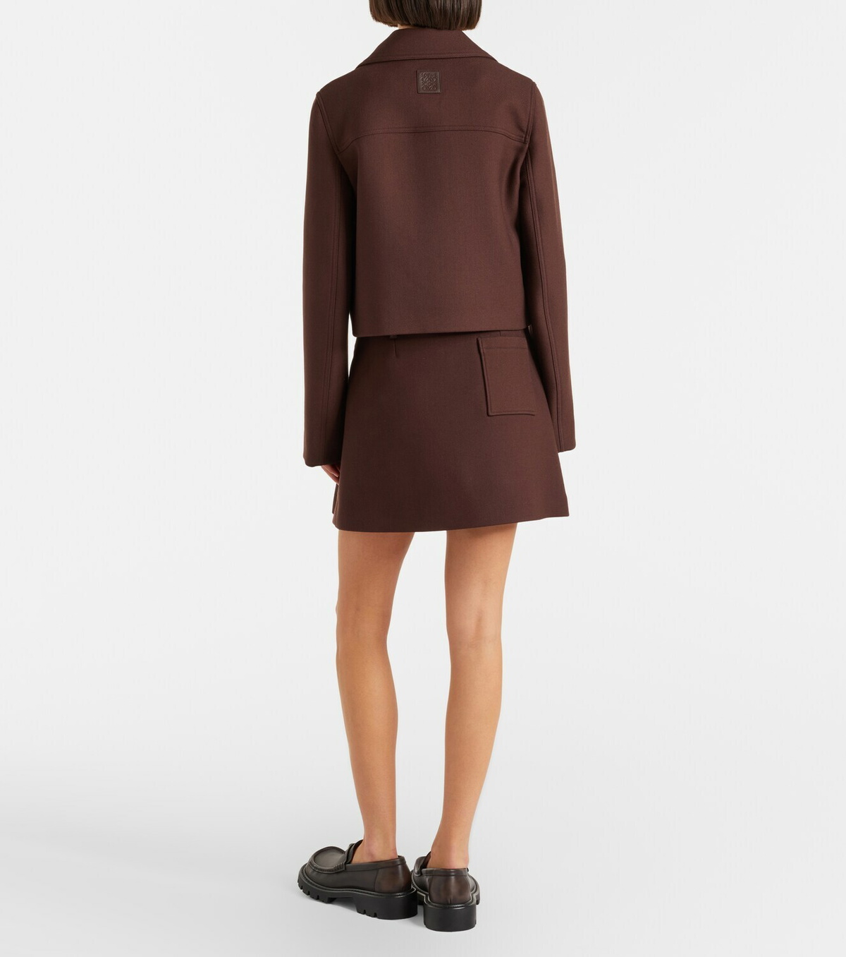 Loewe Leather-trimmed pleated wool and silk miniskirt