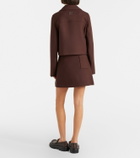 Loewe Leather-trimmed pleated wool and silk miniskirt