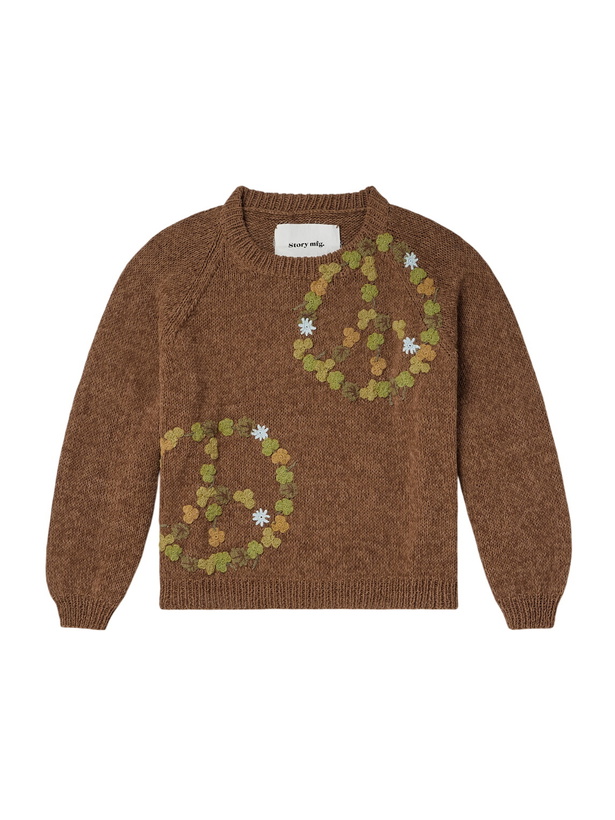 Photo: Story mfg. - Bulb Appliquéd Organic Cotton Sweater - Brown