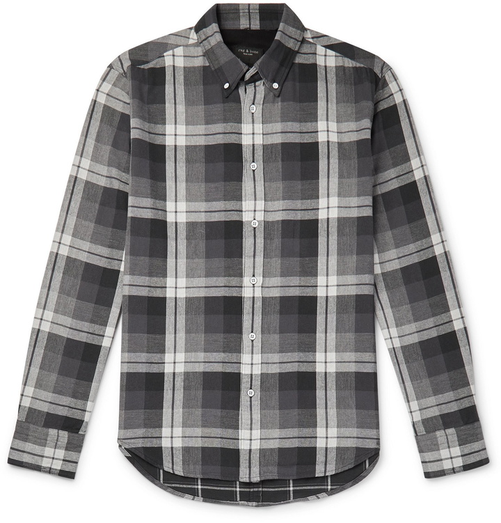 Photo: rag & bone - Tomlin Fit 2 Button-Down Collar Checked Cotton-Flannel Shirt - Black