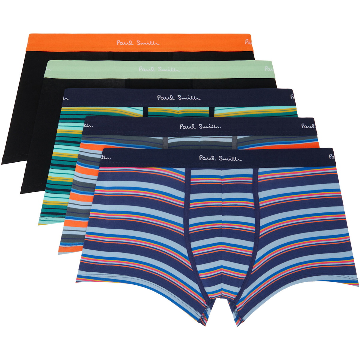 Paul Smith Five-Pack Multicolor Stripe & Plain Briefs