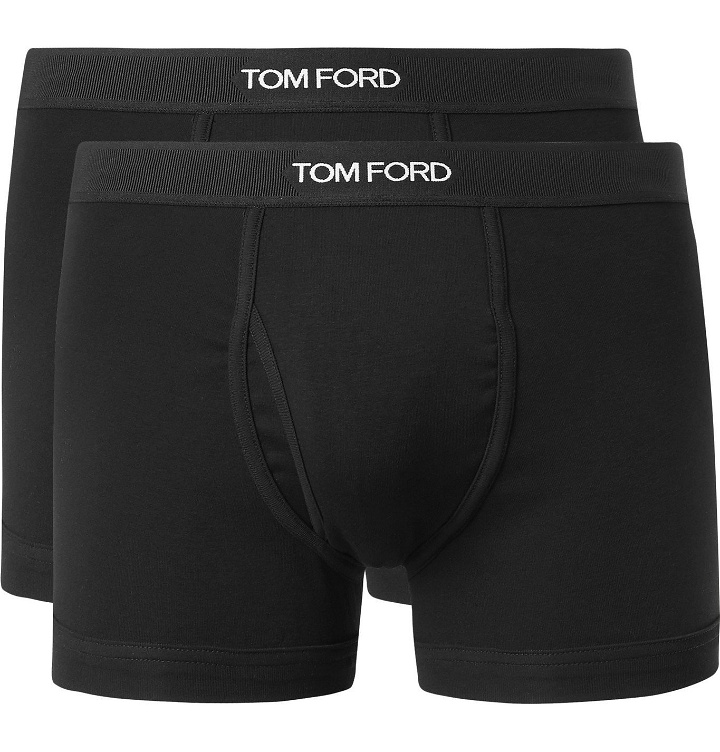 Photo: TOM FORD - Two-Pack Stretch-Cotton Boxer Briefs - Black