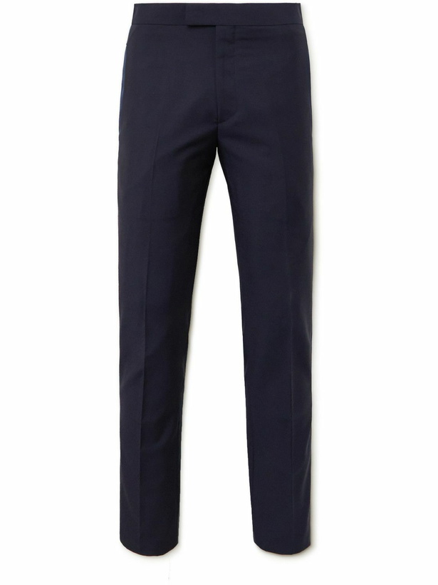 Photo: Paul Smith - Slim-Fit Satin-Trimmed Pleated Wool and Mohair-Blend Tuxedo Trousers - Black