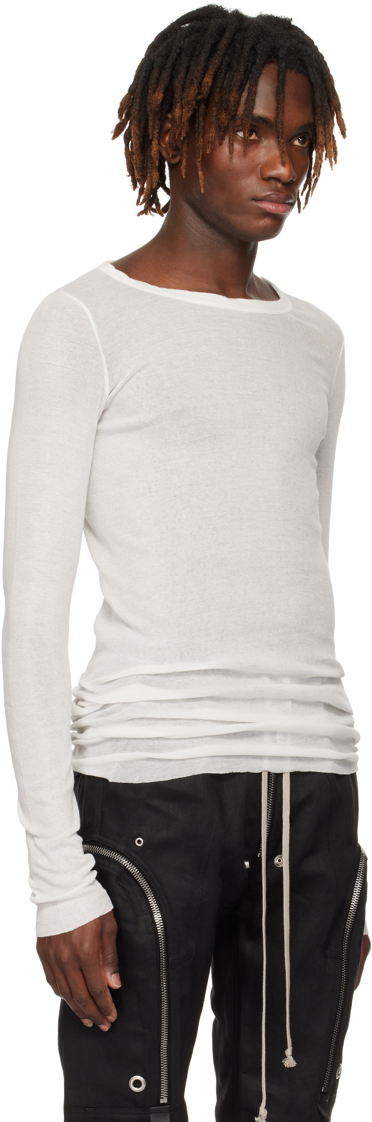 トップス RickOwens  LS T HOLLYWOOD 25ss Rick Owens White Hollywood Rib LS T-shirt Rick Owens