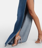 Mônot Side-slit denim maxi skirt