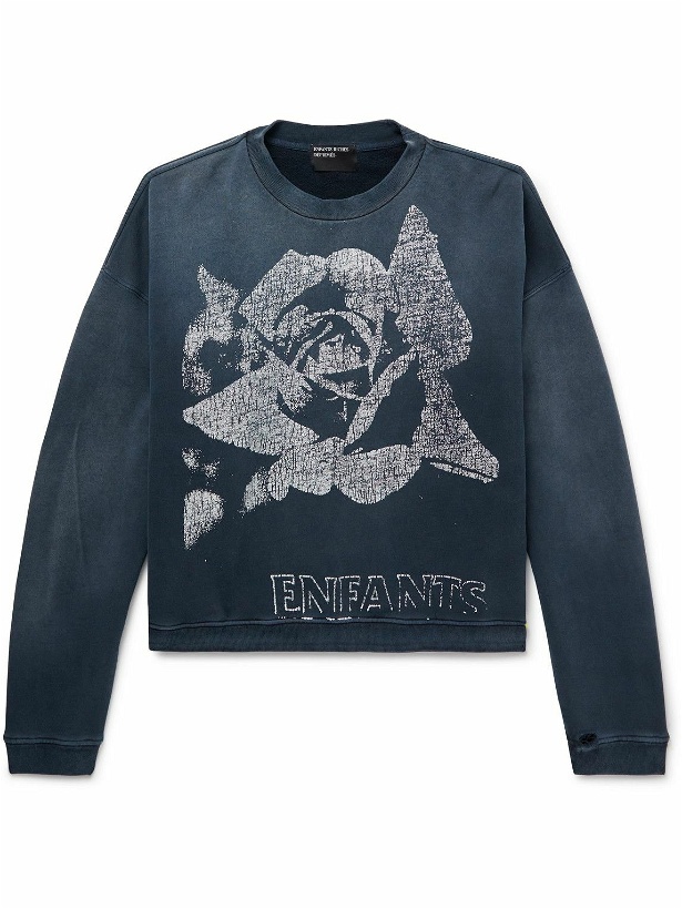 Photo: Enfants Riches Déprimés - Logo-Print Cotton-Jersey Sweatshirt - Blue
