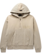 Fear of God - Logo-Flocked Dégradé Cotton-Jersey Half-Zip Hoodie - Gray