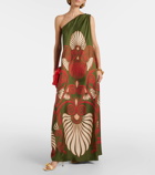 La DoubleJ Roy printed one-shoulder silk maxi dress