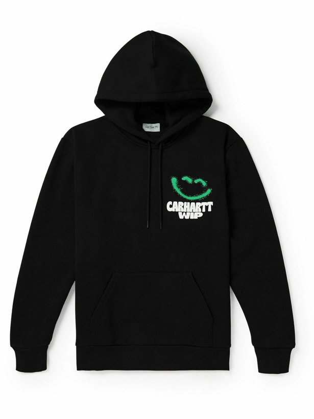Photo: Carhartt WIP - Happy Script Logo-Appliquéd Cotton-Blend Jersey Hoodie - Black