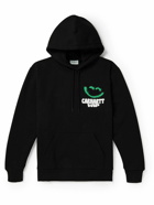 Carhartt WIP - Happy Script Logo-Appliquéd Cotton-Blend Jersey Hoodie - Black