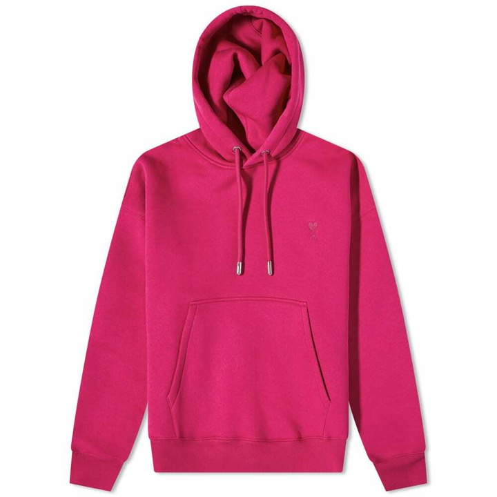 Photo: AMI Men's Tonal Heart Hoody in Fuchsia