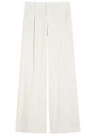 Alice + Olivia Eric Pinstriped Linen-blend Trousers Black And White