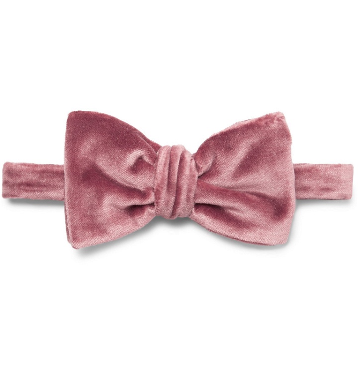 Photo: Brioni - Pre-Tied Cotton and Silk-Blend Velvet Bow Tie - Pink