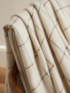 Loro Piana - Leather-Trimmed Fringed Checked Baby Cashmere Blanket
