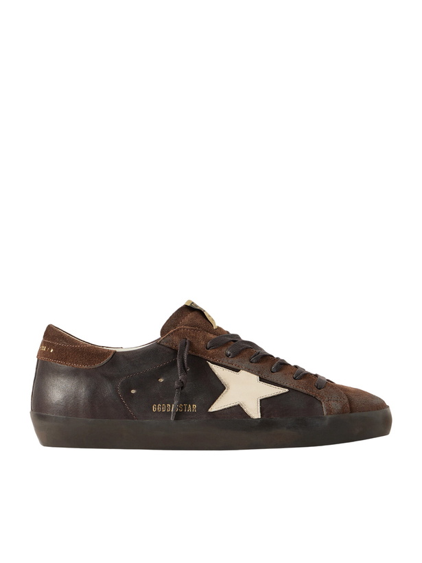 Photo: Golden Goose - Super-Star Distressed Suede-Trimmed Leather Sneakers - Black