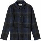 Universal Works Men's Plaid Wool Fleece Field Jacket in Black/Grey