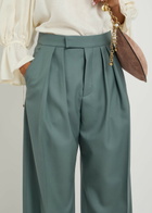 Chloe Pleated Straight-leg Wool Trousers Grey