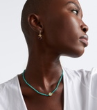 Sydney Evan Icon Heart 14kt gold beaded necklace with turquoise and diamond