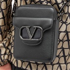 Valentino Men's V Logo Cross Body Bag in Black