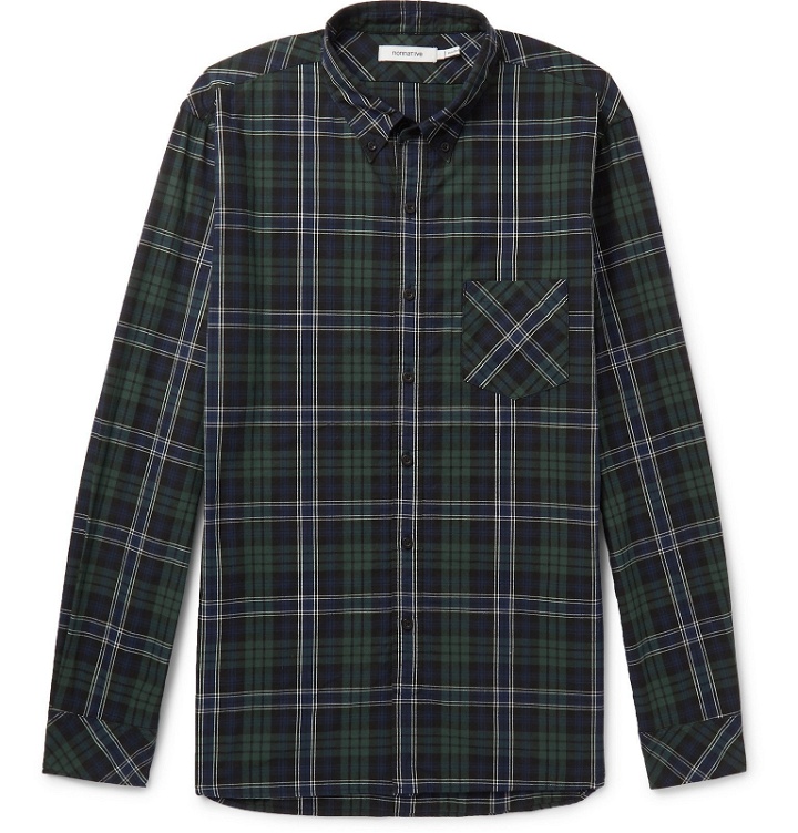 Photo: nonnative - Dweller Button-Down Collar Checked Cotton-Flannel Shirt - Green