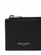SAINT LAURENT Leather Zip Card Holder