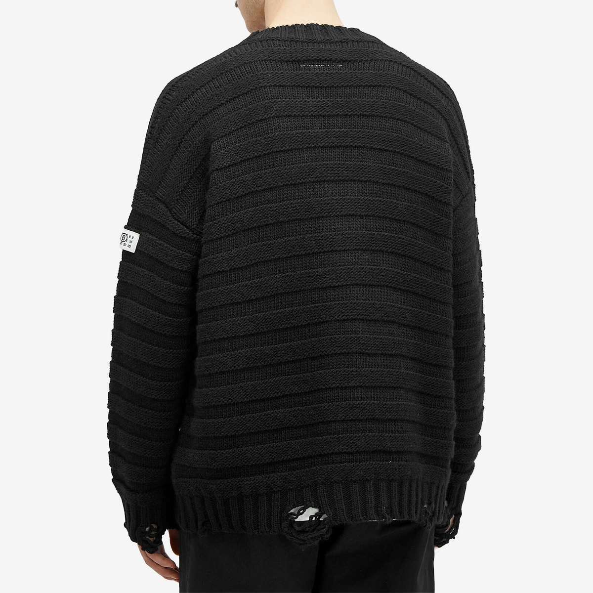 MM6 Maison Margiela Men's Horizontal Rib Cardigan in Black