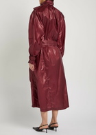 Saint Laurent Lavallière Double-breasted Nylon Trench Coat Bordeaux