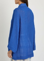Lisa Marie Fernandez V-neck Linen-blend Tunic Blue