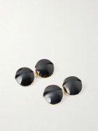 TOM FORD - 18Kt Yellow Gold Onyx Round Cufflinks