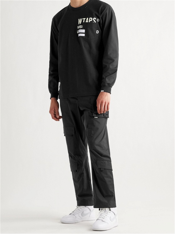 Photo: WTAPS - Insect 02 Appliquéd Logo-Print Cotton-Blend Jersey Sweatshirt - Black
