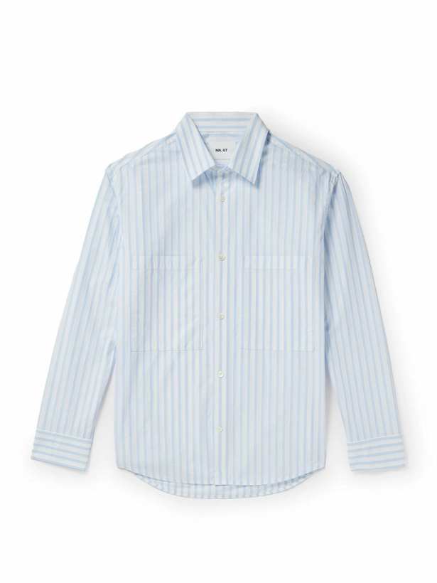 Photo: NN07 - Freddy 5973 Striped Cotton-Poplin Shirt - Blue
