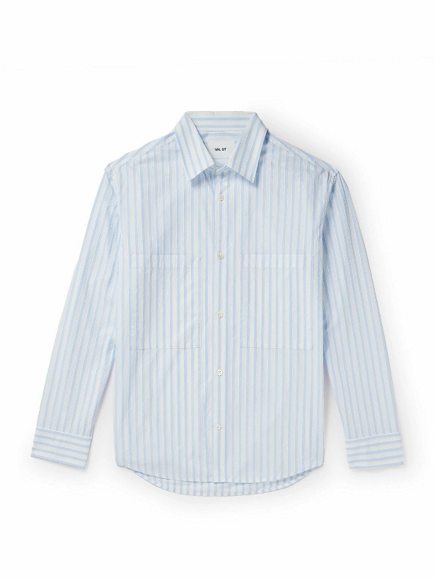 Photo: NN07 - Freddy 5973 Striped Cotton-Poplin Shirt - Blue