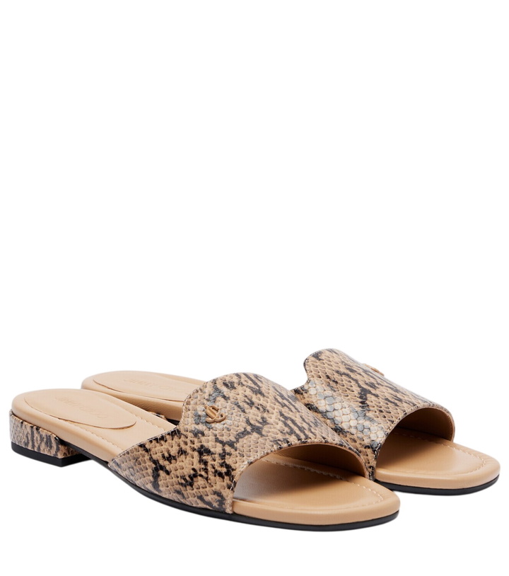 Photo: Jimmy Choo Dina snake-effect leather slides