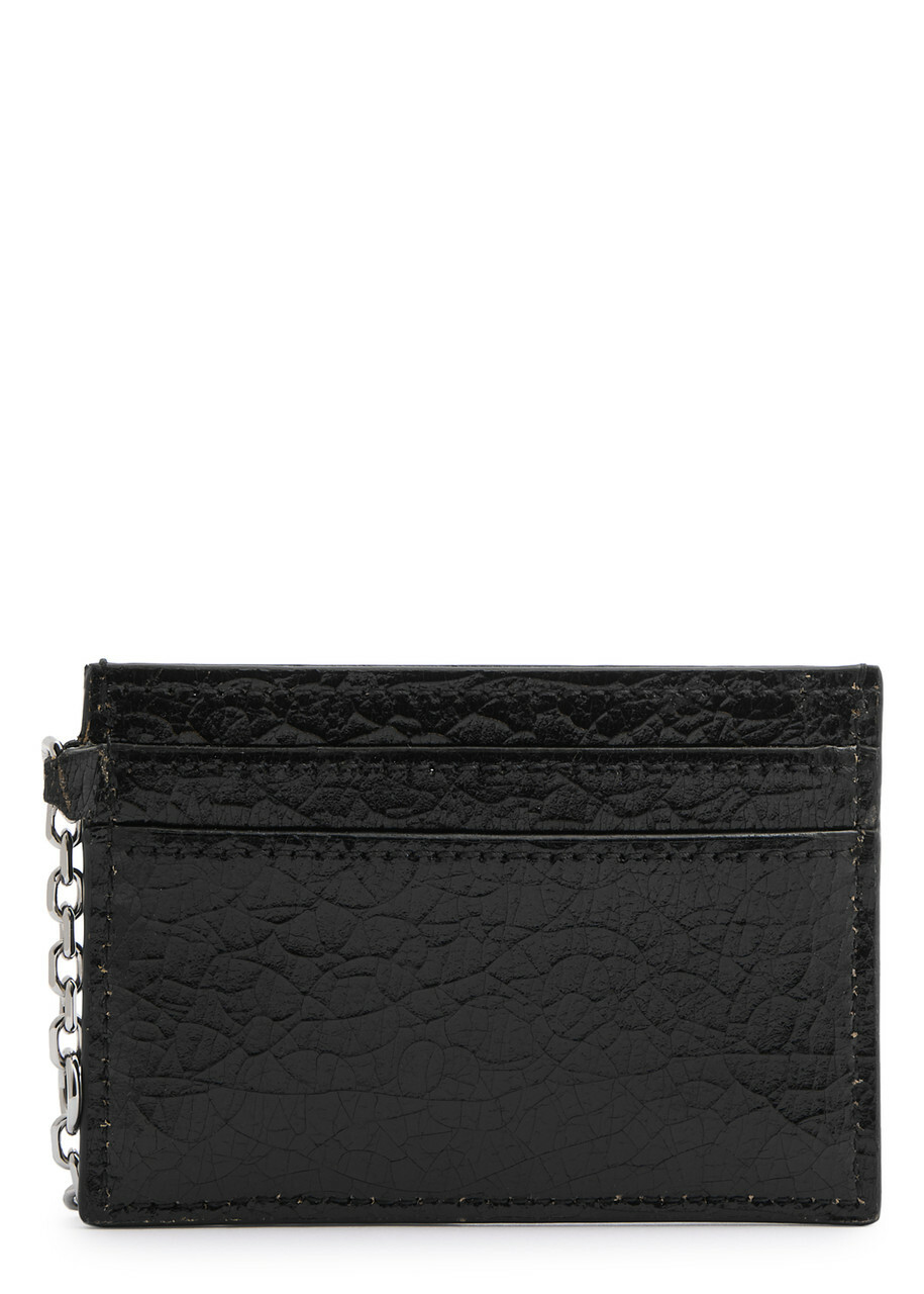 Alexander Mcqueen Logo Cracked-effect Leather Card Holder - Black - One Size