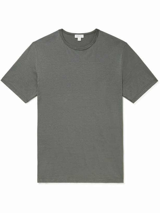 Photo: Sunspel - Slim-Fit Cotton-Jersey T-Shirt - Gray