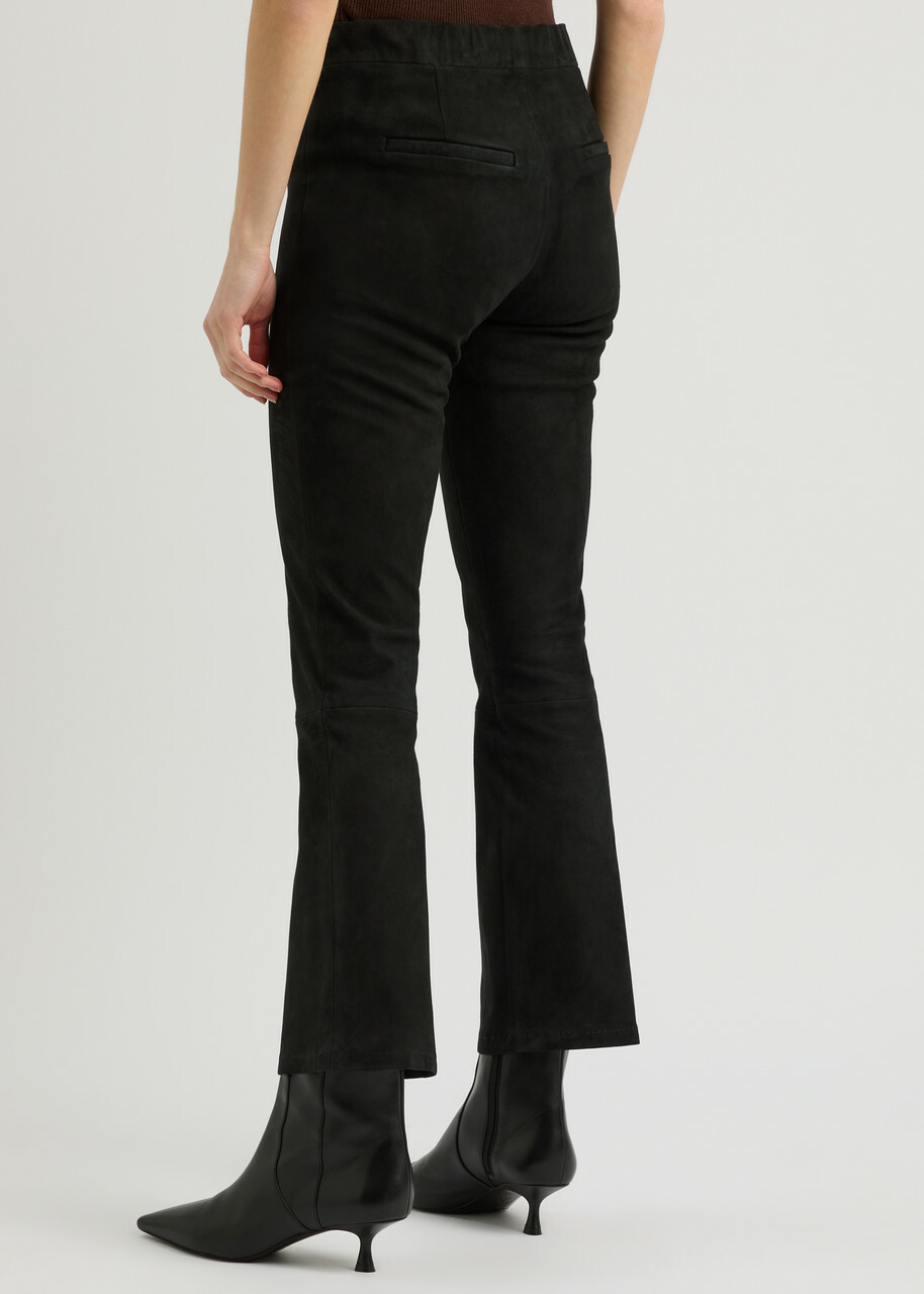 Arma Lively Cropped Flared Suede Trousers Black